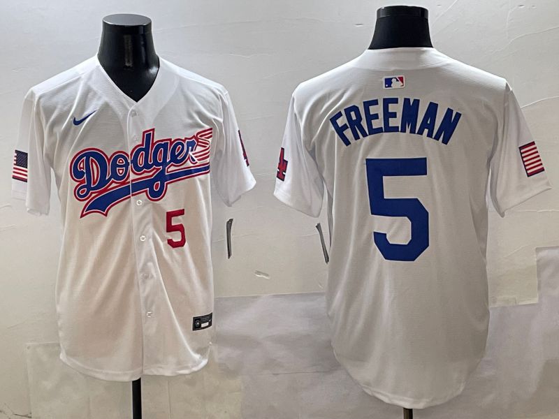 Men Los Angeles Dodgers 5 Freeman White Second generation Joint Name Nike 2025 MLB Jersey style 3